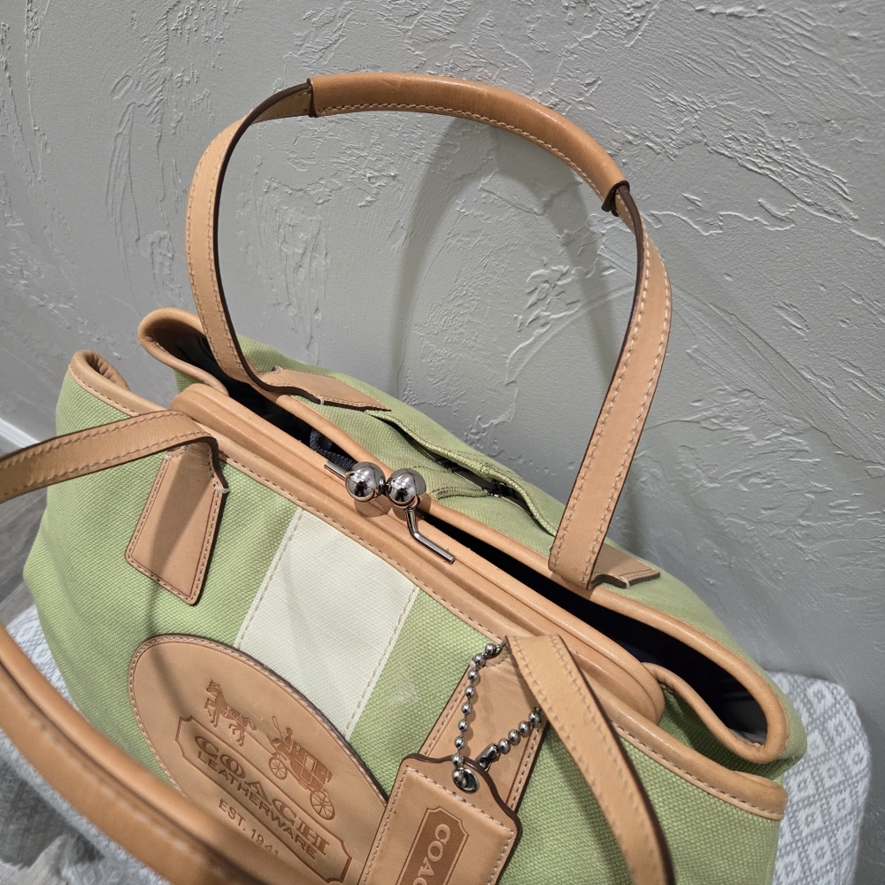 Coach Green Canvas Tote - Picture 5 of 7